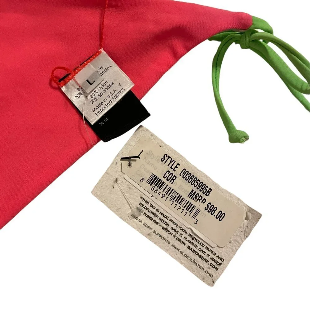 NWT Basta Surf Neon Side Tie Reversible String Bikini Bottoms Sz. L